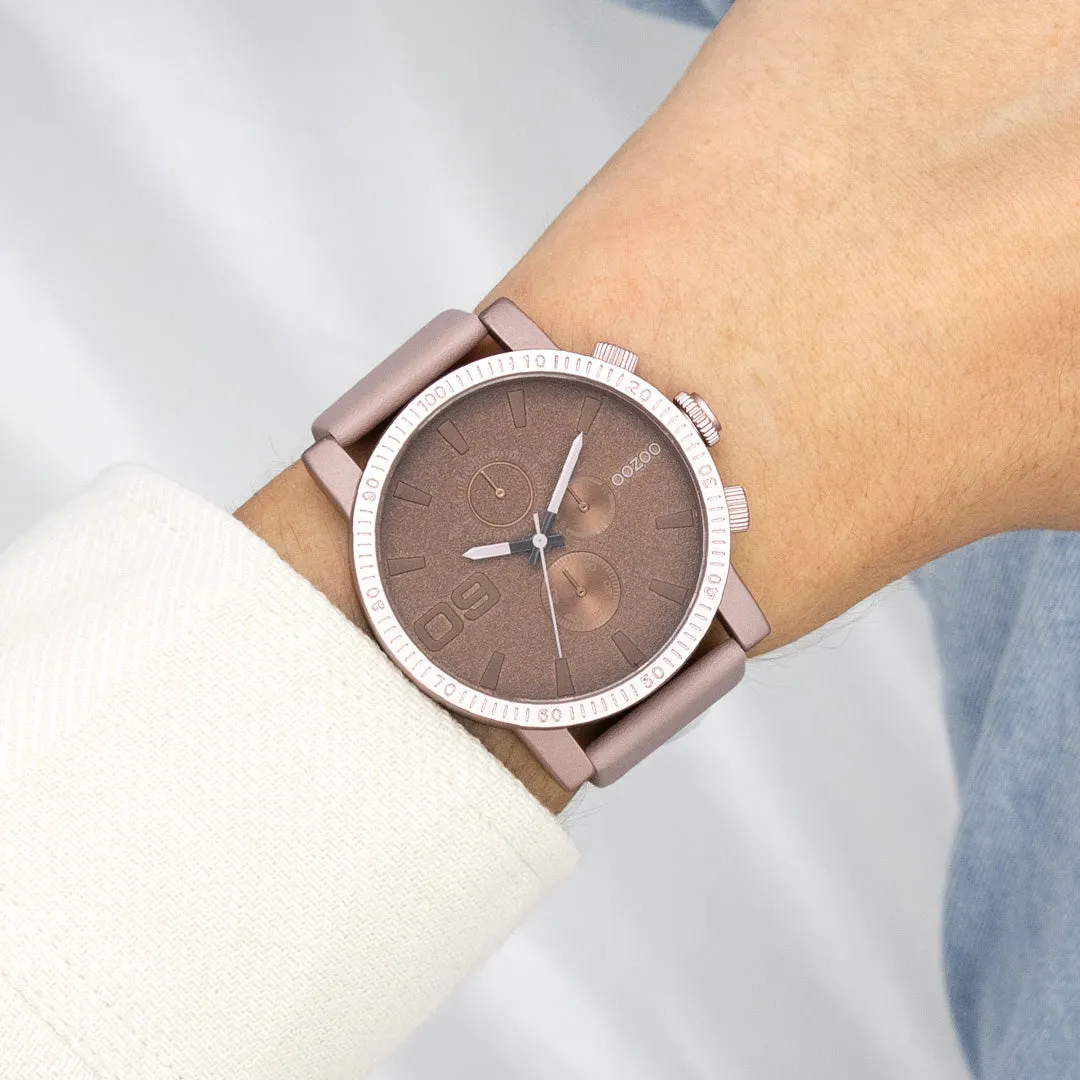 Pink grey OOZOO watch with pink grey leather strap - C11218