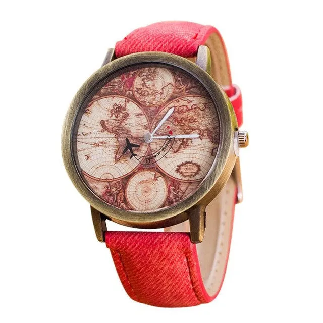 Quartz Women Fly Plane Analog Wrist Watch