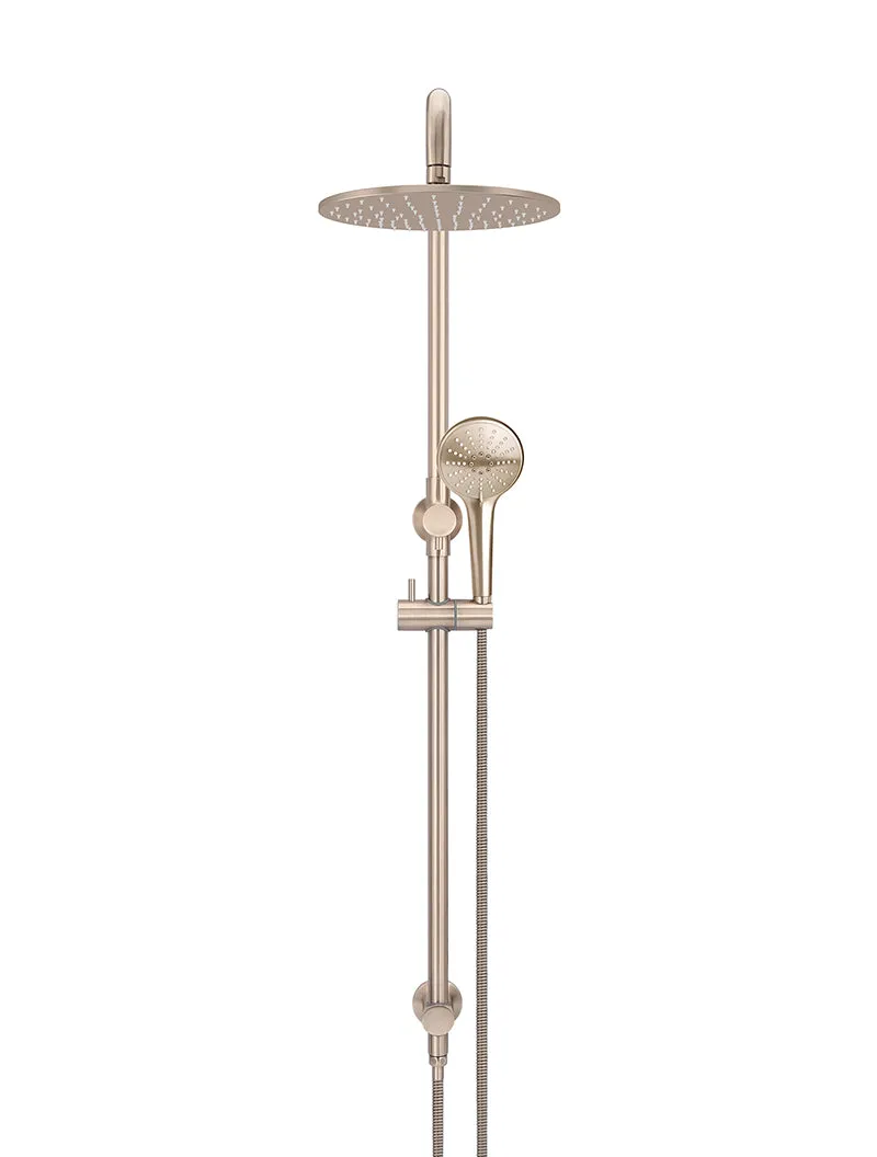 Round Combination Shower Rail 300mm Rose, Three Function Hand Shower - Champagne