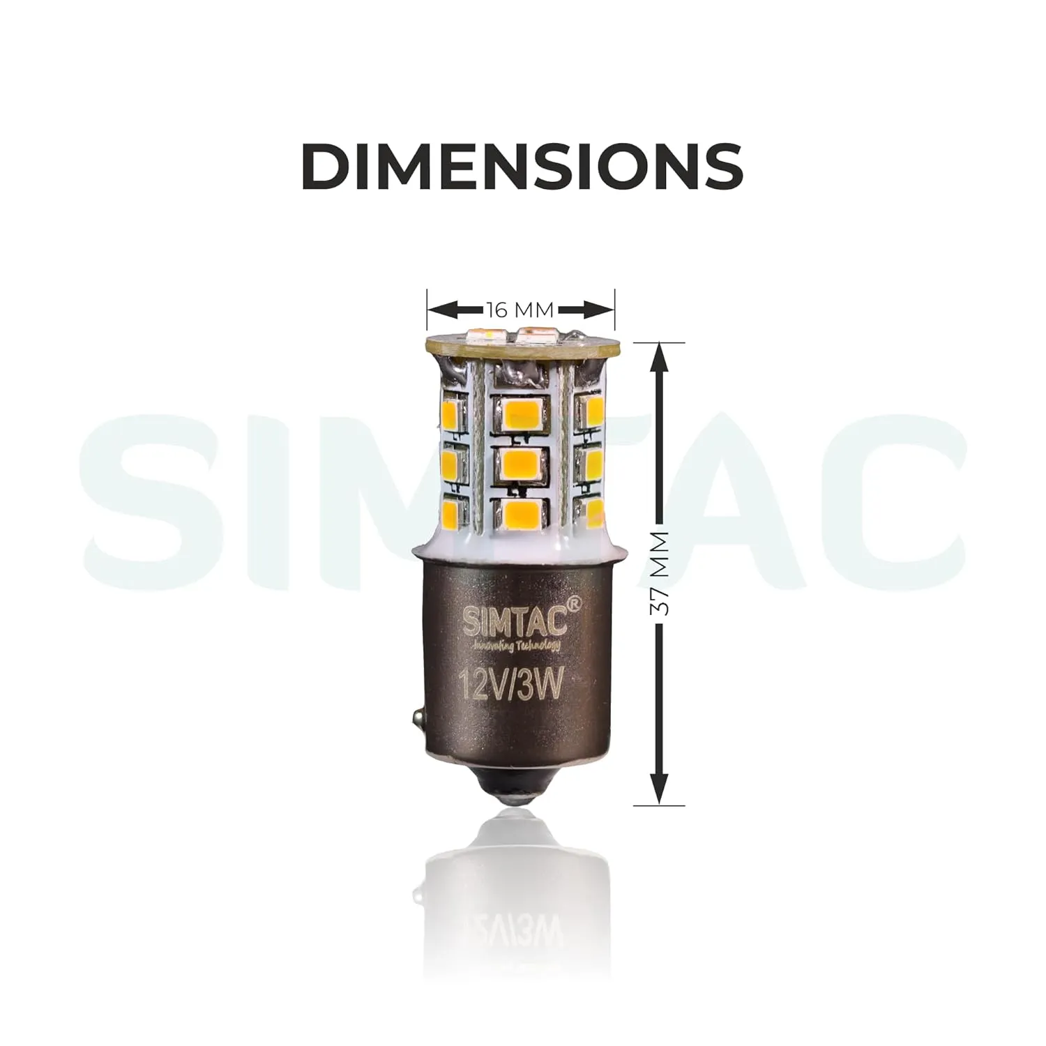 SIMTAC 3 Year Warranty 360° Reflecting LED Indicator Bulbs | Handmade | Retrofit (Amber, Straight pin)