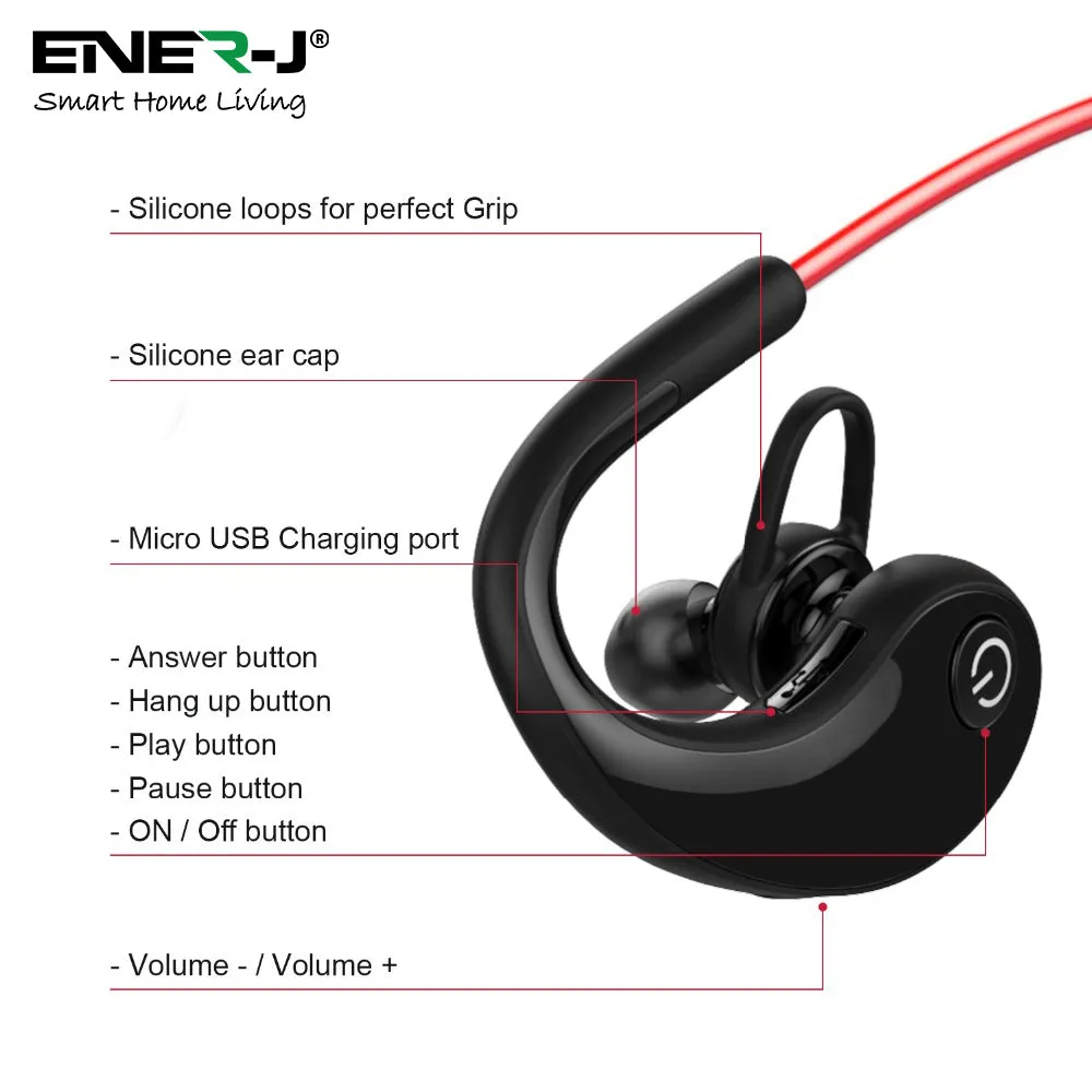 Wireless Sports Headphones, Bluetooth 4.1 and Above, Earbuds CVC 6.0 Noise Reduction Headphones with Inbuilt Mic, 4Hr Playtime, Power Display, IPX4 Waterproof