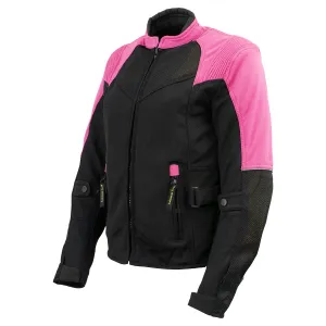 Xelement 'Gold Series' XS22009 Women's 'Be Cool' Black and Fuchsia Armored Textile with Soft-Shell Motorcycle Jacket